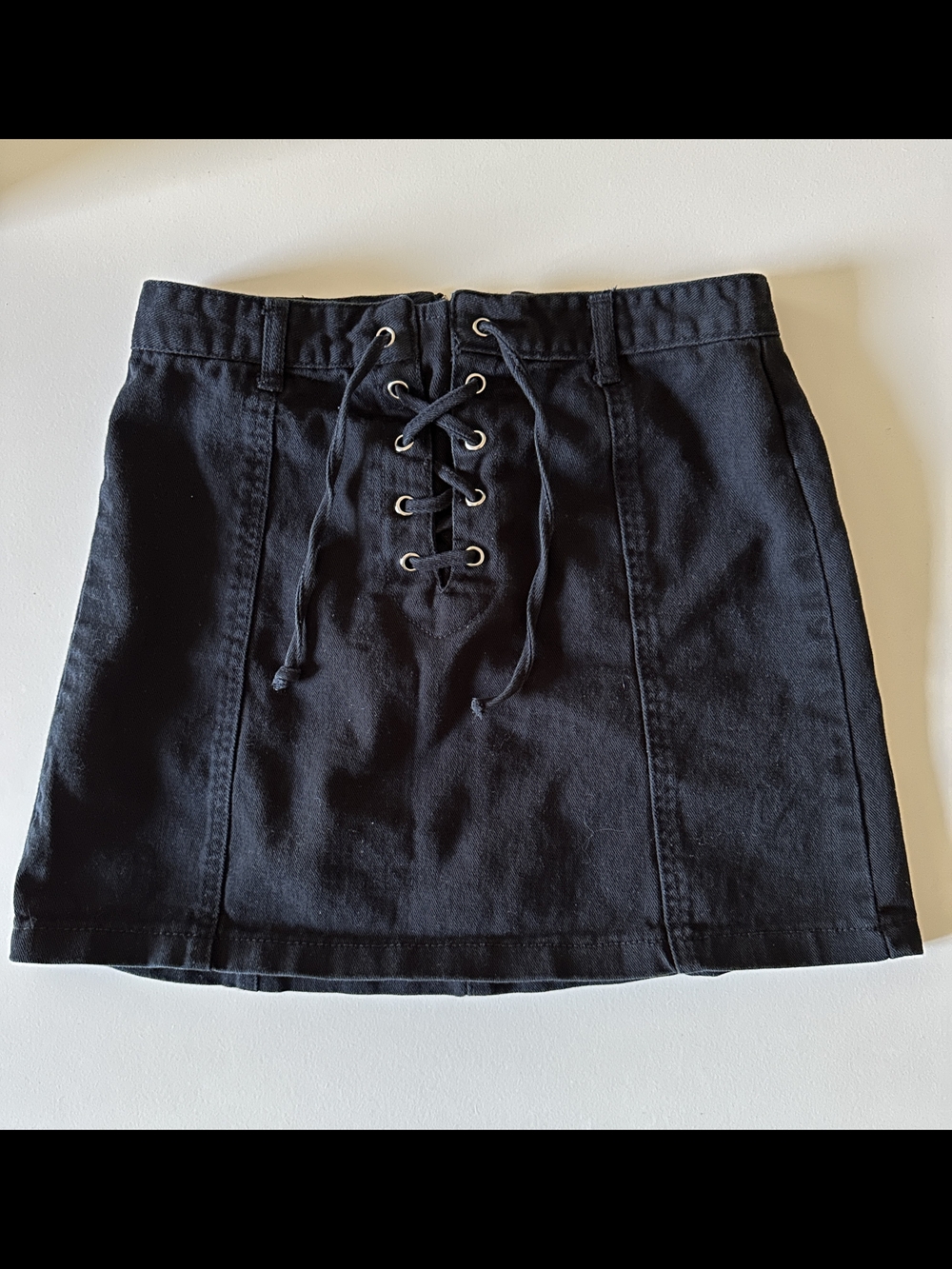 Forever 21 Black Lace-Up Front Mini Skirt